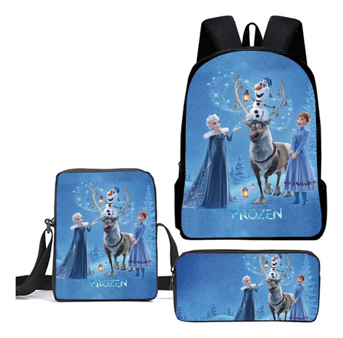 . Set De Mochila Frozen Princess De 3 Piezas, Unisex, 16
