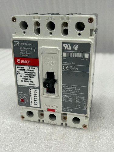 Interruptor Termomagnético Hmcp030h1c Cutler Hammer 3x30amp