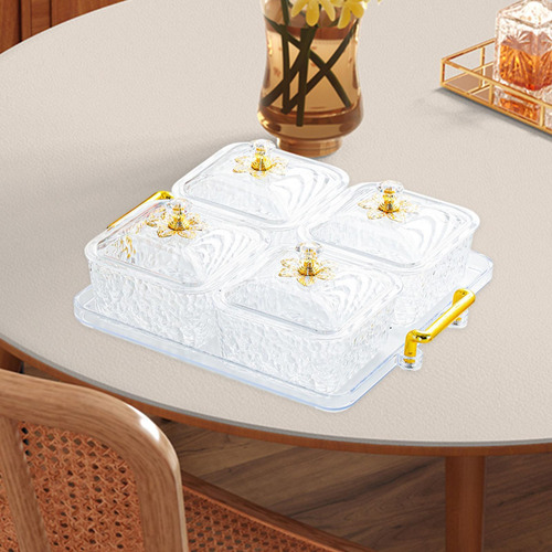 Juego De Platos De Frutas Secas, Plato Clear 4 Cuadrícula