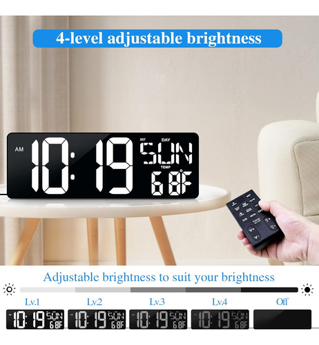 Reloj De Pared Digital Grande Control Remoto 17.2 Led ...