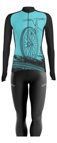 Conjunto Ciclismo Feminino Camisa Manga Longa + Calça De Gel