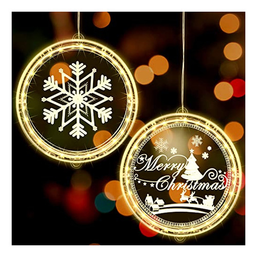 2 Piezas Ventana De Navidad Luces Decorativas Batería 3bmli