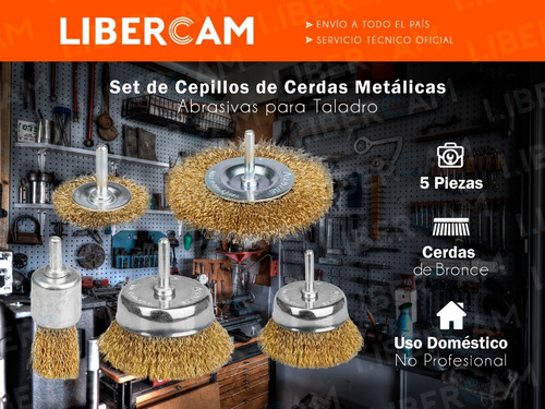 Imagen 3 de 10 de Set Cepillos Para Taladro Kit 5 Piezas Madera Metal Copa