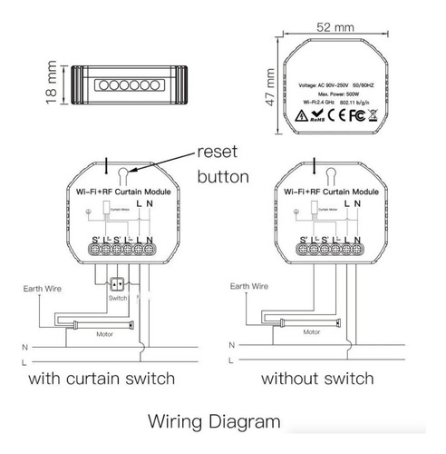 Imagen 3 de 7 de Módulo Smart Wifi Rf Para Cortinas 2a 220v Tuya Smartlife