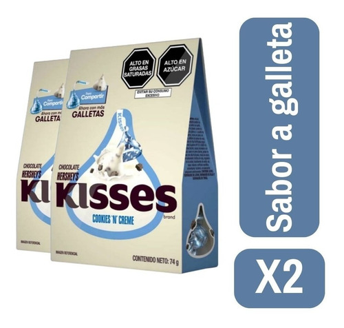 Chocolate Hershey's Kisses Cookies And Creme 74gr - X2