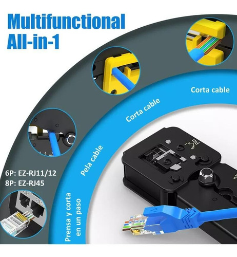 Crimpeadora Ez Rj45 +50 Conector Cat6 Prensa Anticorte