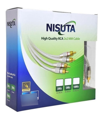 Imagen 2 de 6 de Cable Audio High Quality Rca A Rca Nisuta 3mt Pc Dvd Tv