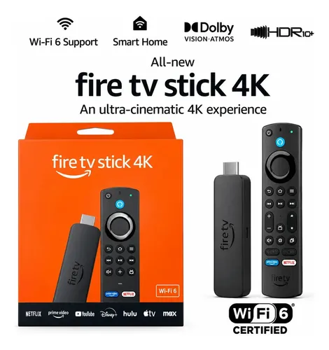 Amazon Fire TV Stick 4K Wi-Fi 6 Alexa 8GB Controle por Voz
