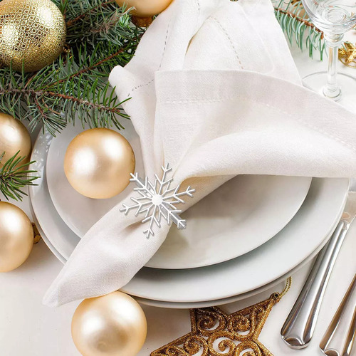 Servilletas Navideñas Con Forma De Copo De Nieve, 12 Unidade