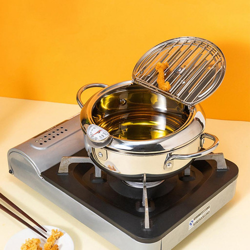 . Olla Freidora Tempura Estilo Japonés Con Plata 24cm Y Clip
