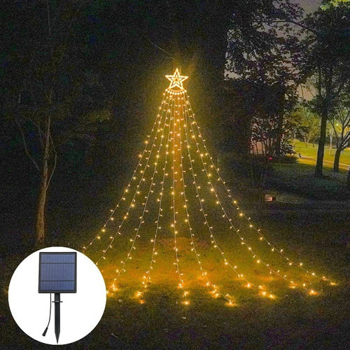 Cadena De Luces Solares Navideñas Con Forma De Cascada, 350