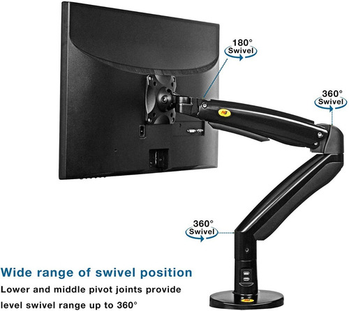 Imagen 5 de 6 de Soporte De Escritorio Con Piston Neumatico 22 A 35 Monitor