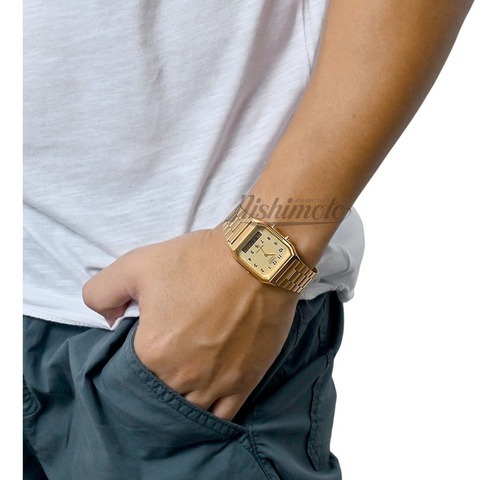 Reloj unisex Casio rectangular dorado AQ-230ga-9bmq