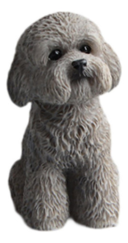 Figura En Miniatura De Perro, Accesorios Gris En Cuclillas