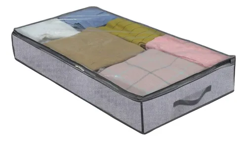 Organizador Ropa Bajo Cama Caja Tela Visor 80x45x15cm