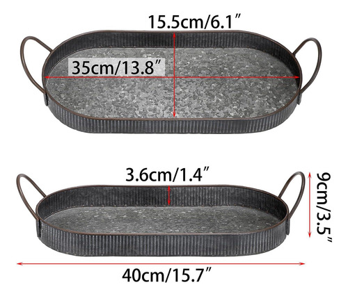 Bandeja De Hierro De Metal Galvanizado Ovalado De Hipiwe Con
