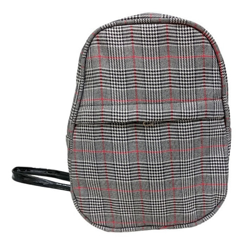 Mochila Mediana Con Bolsillo Tela Escocesa Oferta