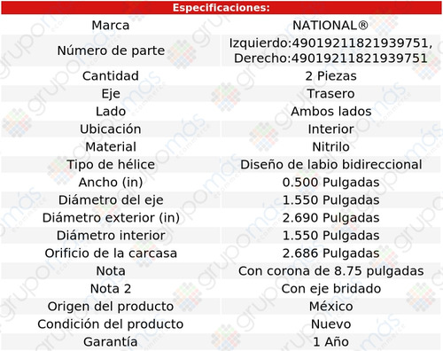Retenes Rueda Traseros Int National Fw100 Pickup 1964 A 1965
