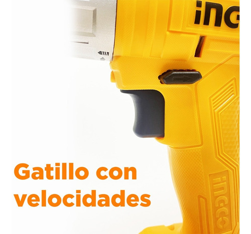 Taladro Atornillador 12v Ingco Ucdli1211 Inalámbrico 3/8 Led Color Amarillo