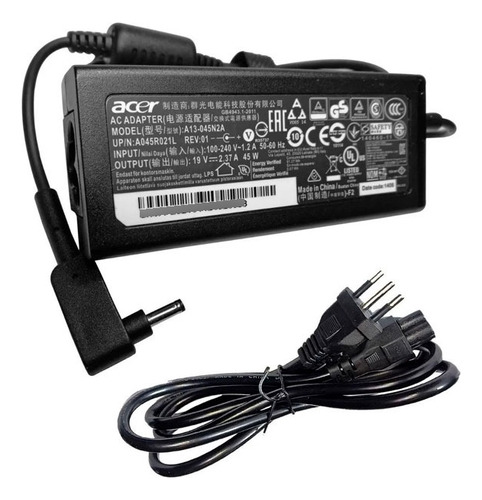 Cargador Laptop Acer 19v, 2.37 45w Punta Fina