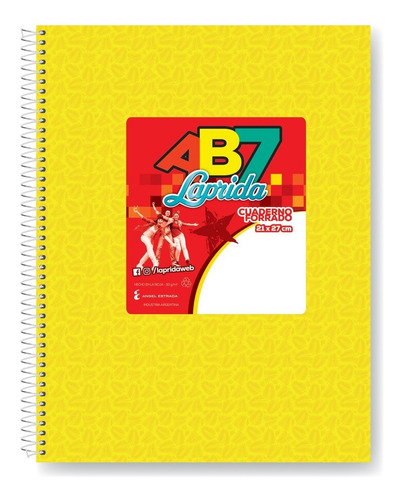 Cuaderno Con Espiral 21.27 Rayado 60h Laprida Ab7 Amarillo