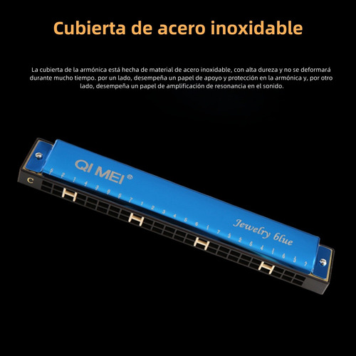 24 Hoyos 48 Tonos Armonica Con Estuche Rigido C Polifónico C Azul