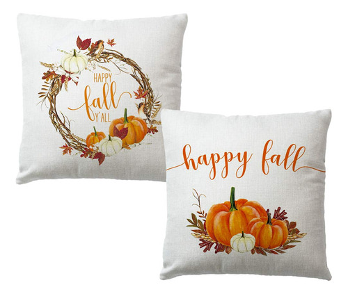 7colorroom Juego 2 Funda Almohada Happy Fall Diseño Calabaza