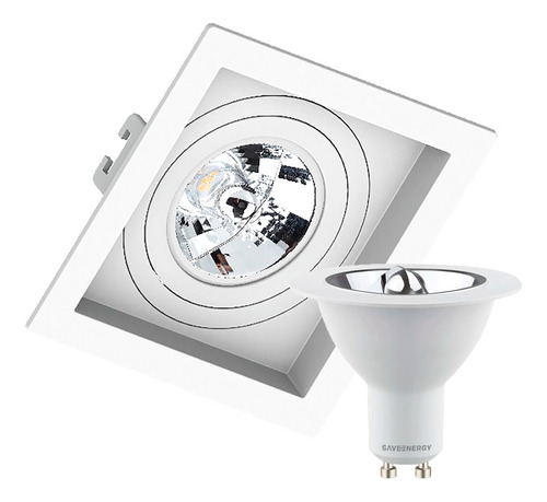 Spot Embutido Ar70 Quadrado Recuado + Lampada 4,8w 2700k