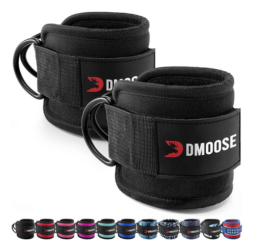 2 Tobilleras Dmoose Fitness P/ Máquinas De Cable, Negro