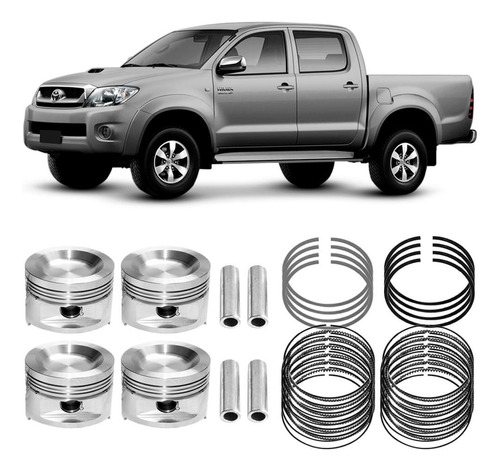 Kit Pistão Anéis Toyota Hilux 3.0 2006 2007 2008 2009 2010