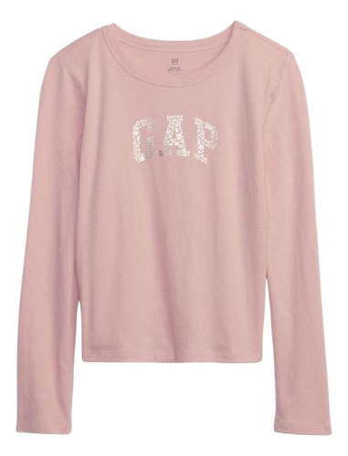 Polera Niña Gap Logomanga Larga Floral Rosa