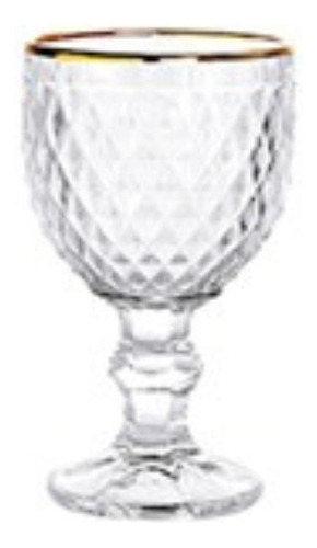 Taça Licor Lyor Bico de Abacaxi Vidro com Fio de Ouro 65ml