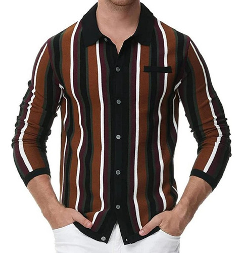 Camisa Tejida De Manga Larga Para Hombre, Ropa Casual