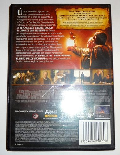 La Leyenda Del Tesoro Perdido 2 - Dvd - Original (Usado)