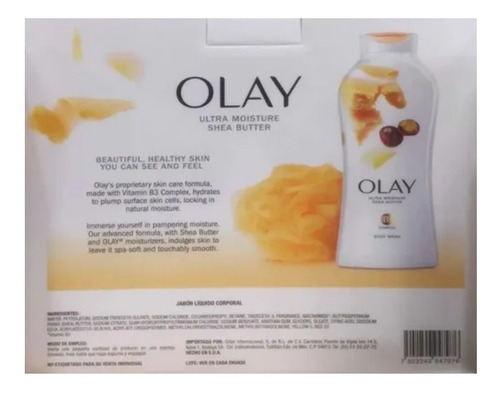 Imagen 2 de 2 de Jabon Liquido Corporal Olay Shea Butter 3 Pack 650 Ml C/u