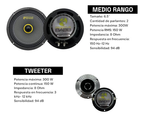 Amplificador 4ch 2400w+set De Medios6.5+kit Instalación Cal4
