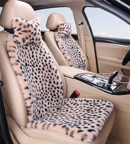 Funda Asiento Leopardo Esponjosa Para Auto Delantero 2 Suv