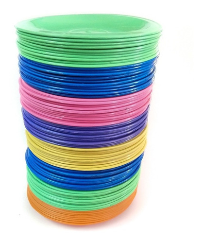 Plato Pastelero Eco Plástico 17cm 50 Pcs Colores Variados 