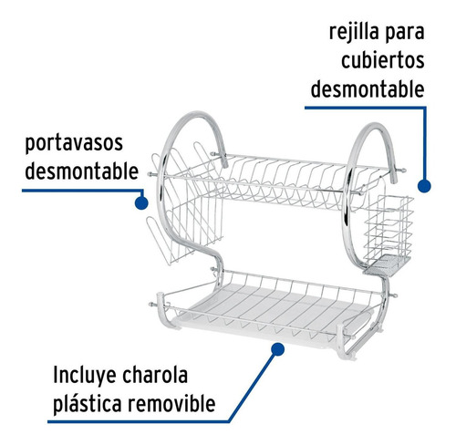 Escurridor De Acero Cromado Con 2 Niveles Para Trastes, Fose