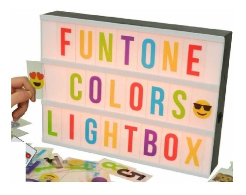 Cartel Luminoso Led Letras Colores Emojis 30x22cm Light Box