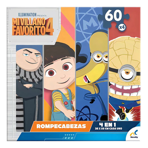 Rompecabezas 4 En 1 Mi Villano Favorito 4 Puzzle 60 Piezas