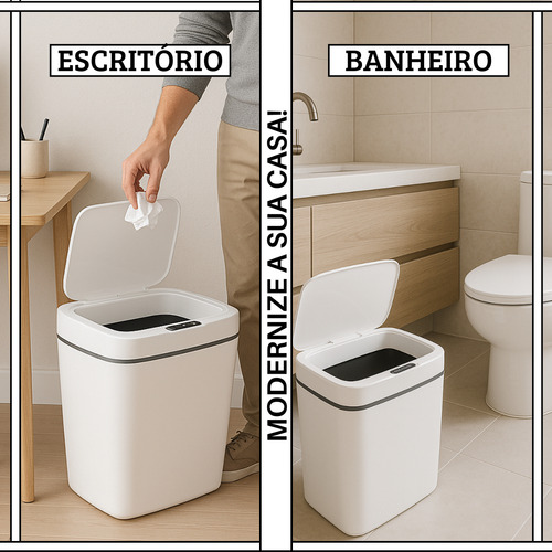Lixeira Inteligente Sensor Automático 15l Banheiro E Cozinha