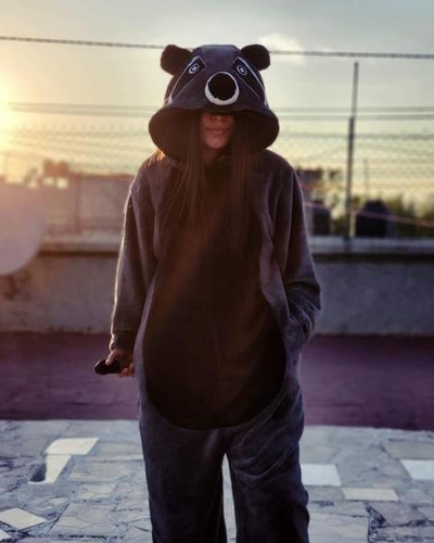 Mameluco, Pijama De Mapache Negro De Felpa-polar Talla 4