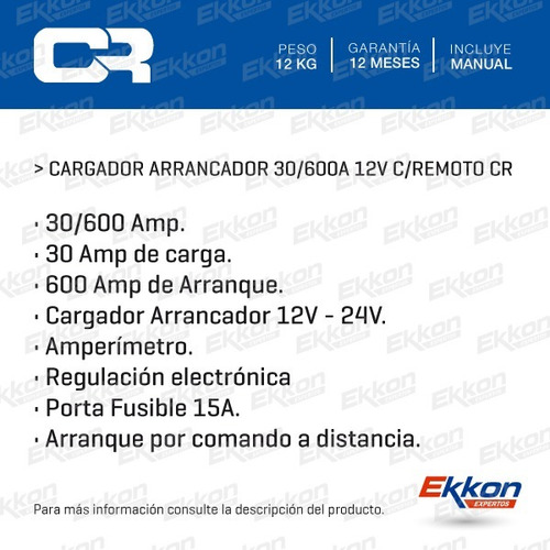 Imagen 2 de 8 de Cargador Cr Arrancador De Bateria Auto 30-600a 24v C/remoto
