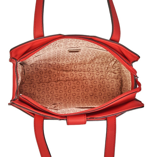 Bolsa Guess Factory Harris Satchel Acabado de los herrajes Niquel Color Rojo Color de la correa de hombro Rojo Diseño de la tela Liso