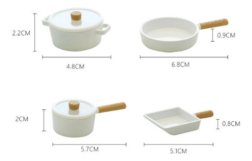 4 Piezas 1/6 Casa De Muñecas Olla De Cocina Mini Modelo De