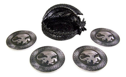 Soporte Para Posavasos Dragon Con Juego De 4 Posavasos