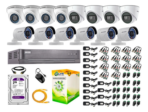 Kit 14 Cámaras De Seguridad Full Hd Hikvision 4 Camara Audio