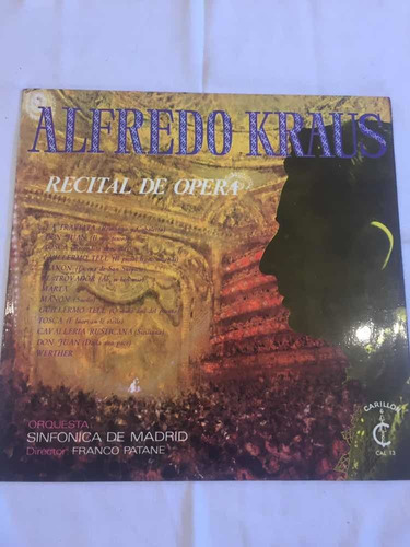 Alfredo Kraus Recital De Opera Disco Vinilo Importado Lp