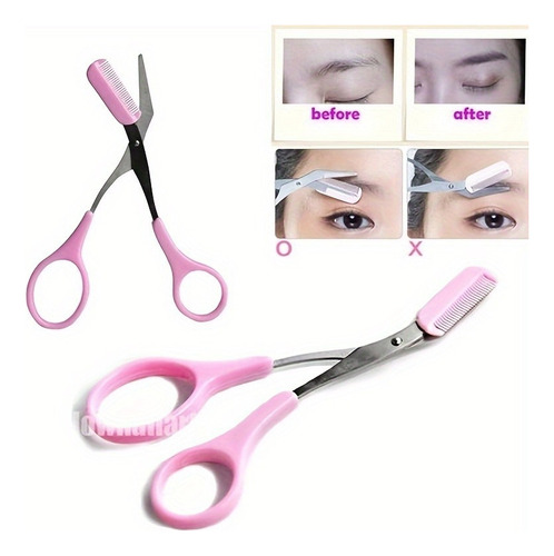 9× Tijeras Maquillaje Cejas De Acero Inoxidable Con Peine
